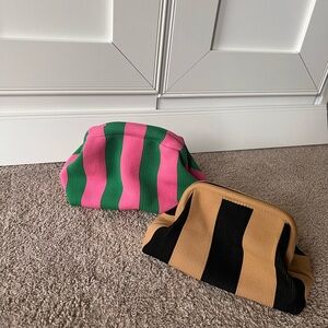 Striped Clutch Bags in Pink, Green, and Tan